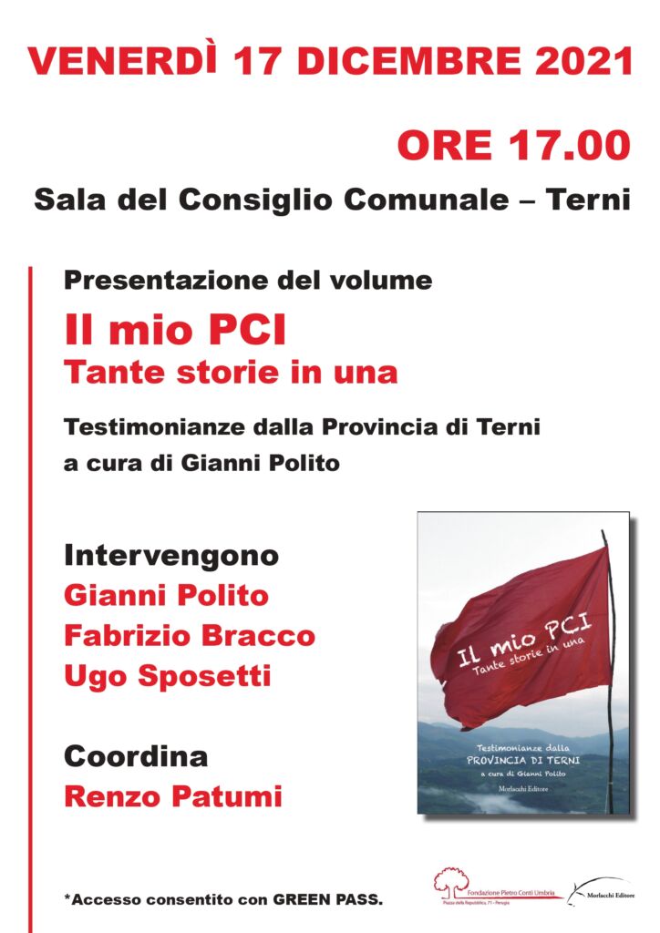 Locandina di presentazione dell'incontro di Terni sul libro "Il mio Pci"