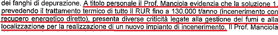 Uno stralcio del verbale del comitato tecnico scientifico sui rifiuti dell'Umbria