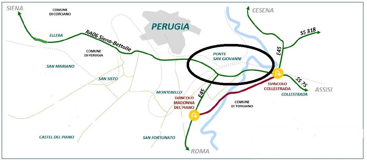 Il tracciato del Nodino di Perugia