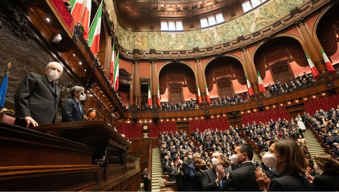 Il Parlamento in seduta comune in occasione del giuramento del presidente della Repubblica Mattarella