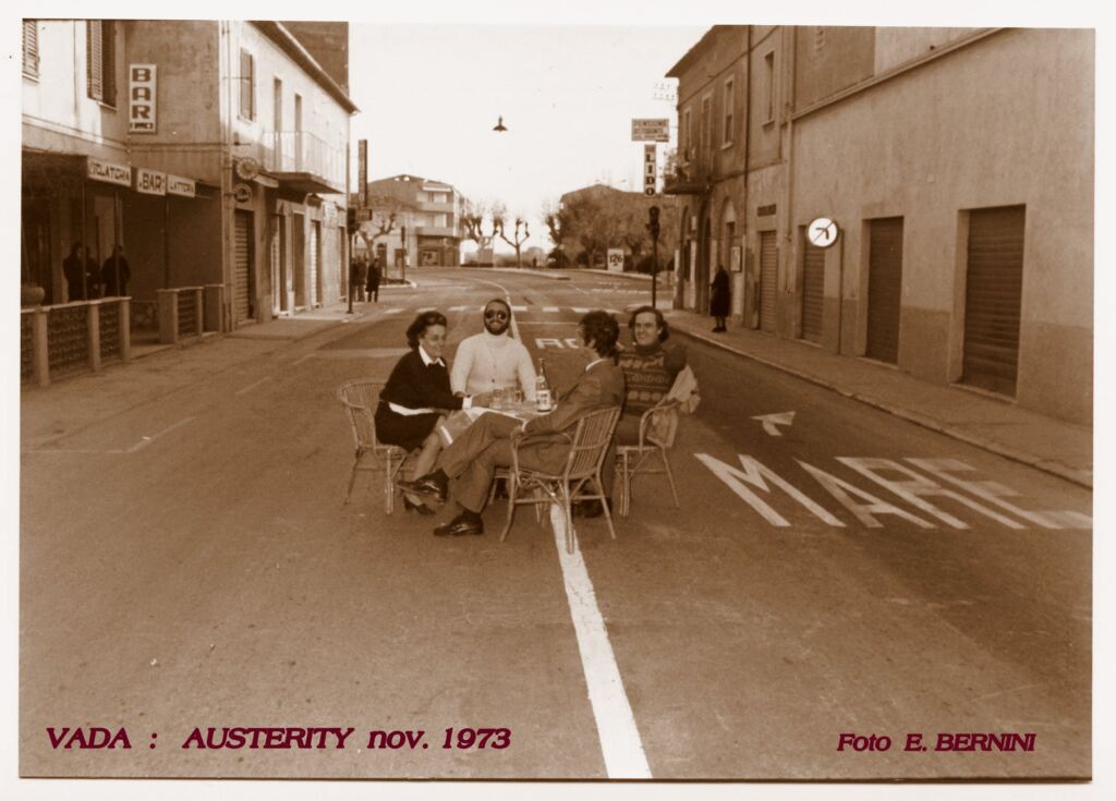 Un'immagine delle domeniche senza auto nel novembre 1973